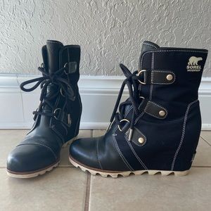 Sorel Joan of Arctic x Celebration Leather Waterproof Lace Up Wedge Boot